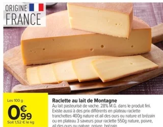 Raclette au lait de Montagne