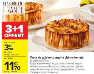 Cœur de quiche courgette chèvre tomate