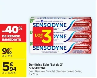 Dentifrice Soin "Lot de 2" Sensodyne
