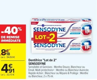 Dentifrice "Lot de 2" Sensodyne