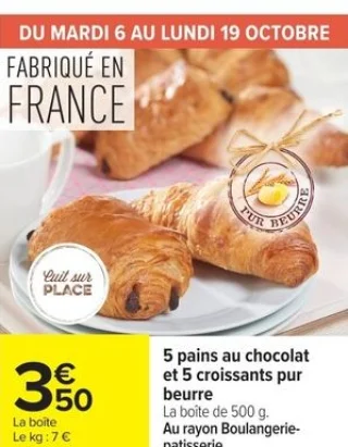 5 pains au chocolat et 5 croissants pur beurre