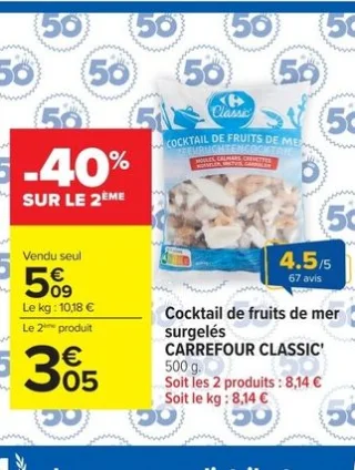 Cocktail de fruits de mer surgelés CARREFOUR CLASSIC'