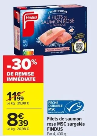 Filets de saumon rose MSC surgelés FINDUS
