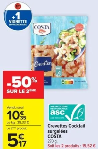 Crevettes Cocktail surgelées COSTA