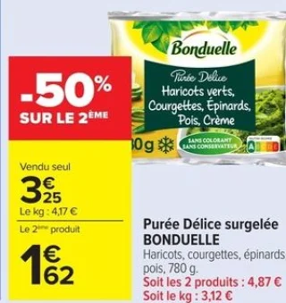 Purée Délice surgelée BONDUELLE