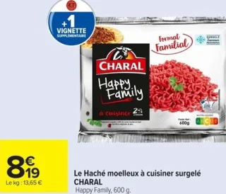 Le Haché moelleux à cuisiner surgelé CHARAL Happy Family