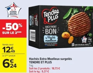 Hachés Extra Moelleux surgelés TENDRE ET PLUS