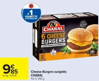 Cheese Burgers surgelés CHARAL