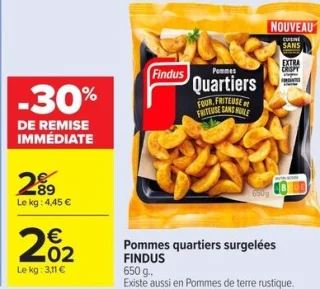 Pommes quartiers surgelées FINDUS