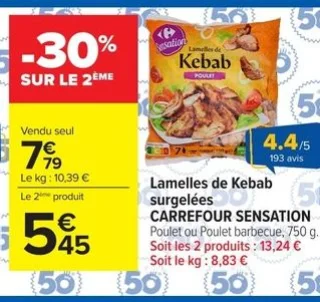 Lamelles de Kebab surgelées CARREFOUR SENSATION