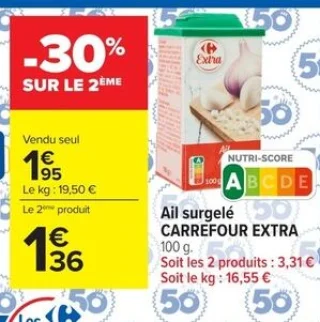 Ail surgelé CARREFOUR EXTRA