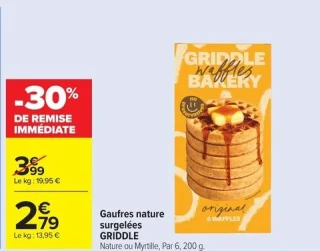 Gaufres nature surgelées GRIDDLE