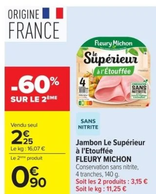 Jambon Le Supérieur à l'Étouffée FLEURY MICHON