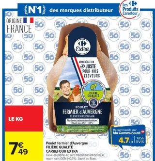Poulet fermier d'Auvergne FILIÈRE QUALITÉ CARREFOUR EXTRA