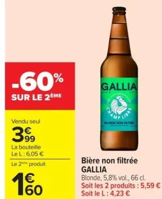 Bière non filtrée GALLIA Blonde