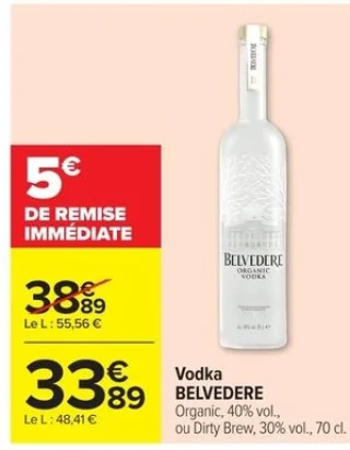 Vodka BELVEDERE Organic ou Dirty Brew