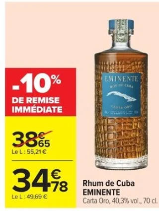 Rhum de Cuba EMINENTE Carta Oro