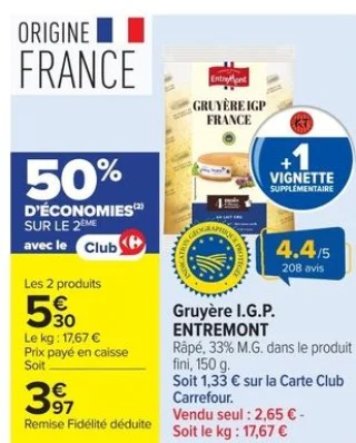 Gruyère I.G.P. ENTREMONT Râpé