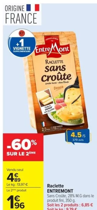 Raclette ENTREMONT Sans Croûte