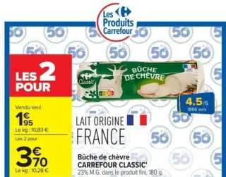 Bûche de chèvre CARREFOUR CLASSIC'
