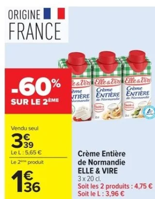 Crème Entière de Normandie ELLE & VIRE