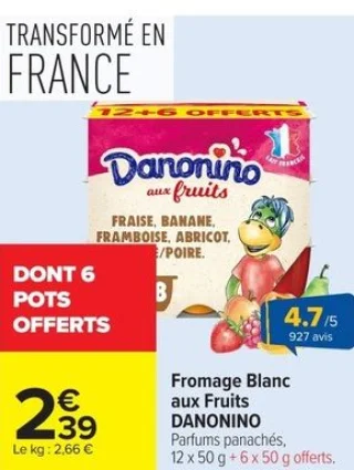 Fromage Blanc aux Fruits DANONINO