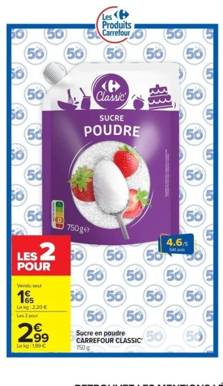 Sucre en poudre CARREFOUR CLASSIC'
