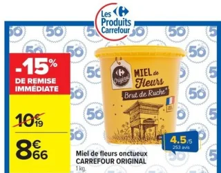 Miel de fleurs onctueux CARREFOUR ORIGINAL