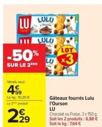 Gâteaux fourrés Lulu l'Ourson LU