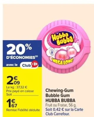 Chewing-Gum Bubble Gum HUBBA BUBBA