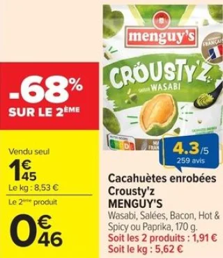 Cacahuètes enrobées Crousty'z Menguy's