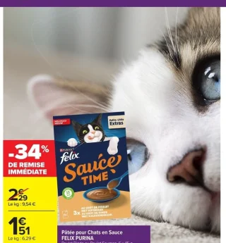 Pâtée pour Chats en Sauce FELIX PURINA Poulet Dinde ou Poulet Saumon