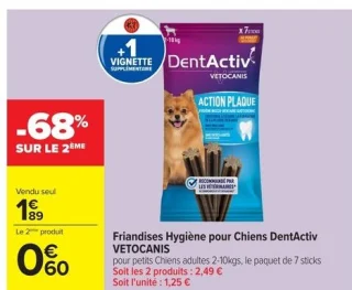 Friandises Hygiène pour Chiens DentActiv VETOCANIS