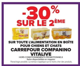 Alimentation en boîte pour chiens et chats CARREFOUR COMPANINO VITALIVE