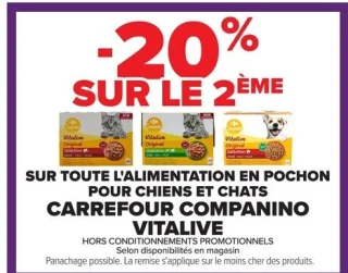 Alimentation en pochon pour chiens et chats CARREFOUR COMPANINO VITALIVE