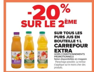 Carrefour Extra Purs jus en bouteille 1 L