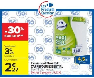Essuie-tout Maxi Roll CARREFOUR ESSENTIAL