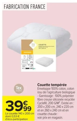 Couette tempérée Tex Home