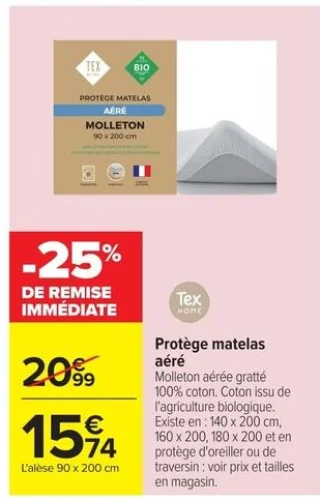 Protège matelas aéré Tex Home