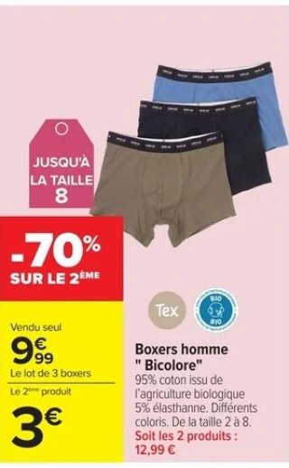 Boxers homme "Bicolore" Tex