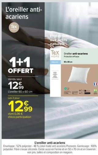 L'oreiller anti-acariens Tex Home
