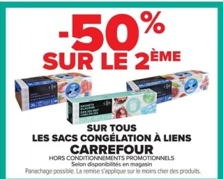 Sacs congélation à liens Carrefour