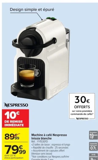 Machine à café Nespresso Inissia blanche