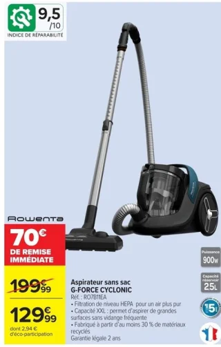 Aspirateur sans sac Rowenta G-FORCE CYCLONIC Réf. : RO7B11EA