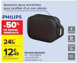 Enceinte bluetooth Philips TAS1209BK/00