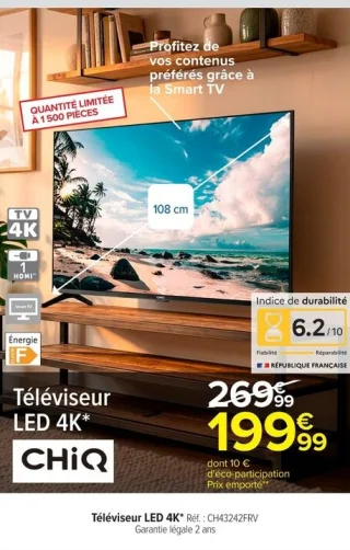 Téléviseur LED 4K CHiQ Réf. : CH43242FRV