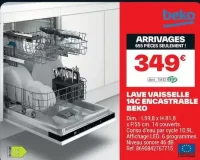 Lave Vaisselle 14C Encastrable Beko