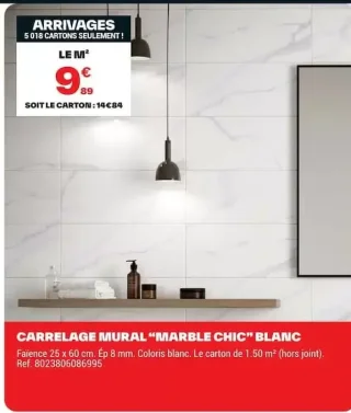 Carrelage mural "Marble Chic" blanc