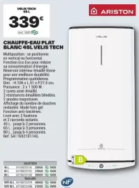 CHAUFFE-EAU PLAT BLANC 45L VELIS TECH Ariston