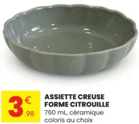 Assiette creuse forme citrouille